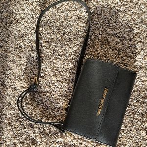 Michael Kors Black Jet Set Saffiano Leather Wallet Clutch